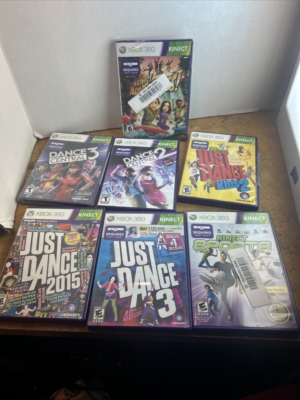 7 Xbox 360 Game Bundle Just Dance Central Kinect Sports Kinect Adventure New